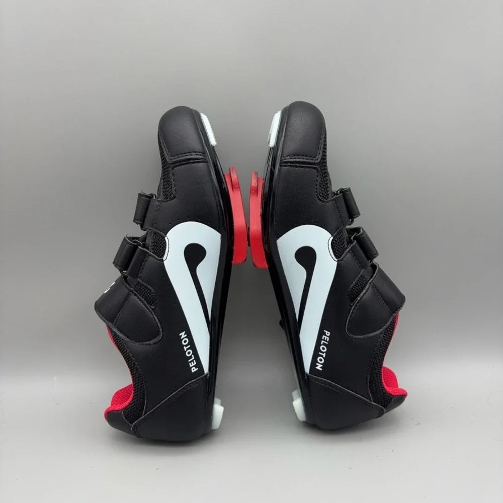 Peloton Cycling Shoes Womens 40 Black Red Hook and Loop Indoor Spin Athletic